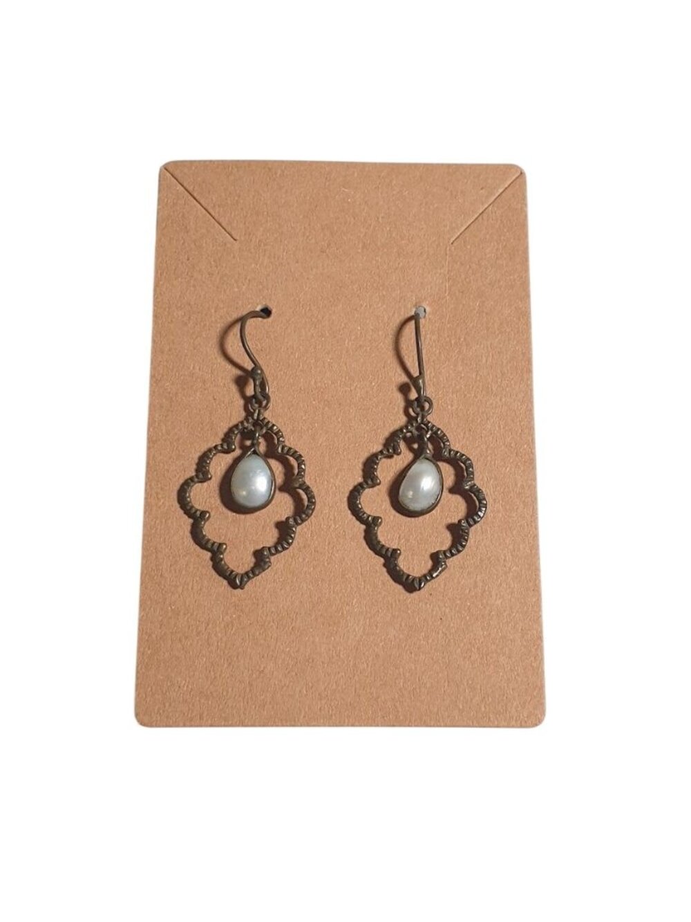 Vintage Drop Earrings Bronze Filigree Teardrop Dangle Boho Style Hooks Casual